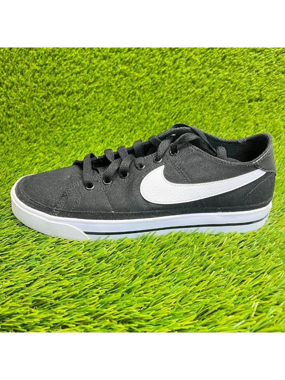 Nike Court Legacy Mens Size 7 Black White Athletic Running Canvas Shoes Sneakers